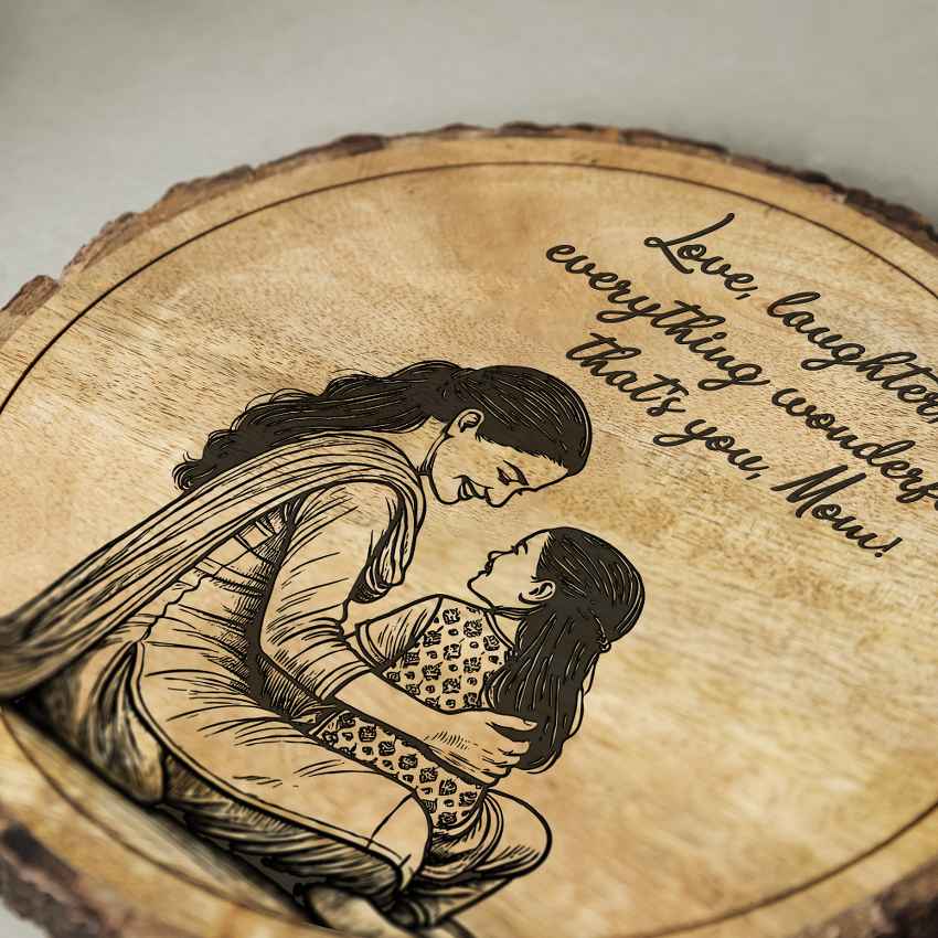 Echomom Handcrafted Mango Wood Brown Plaque with Stand Gift Set | 8 inches