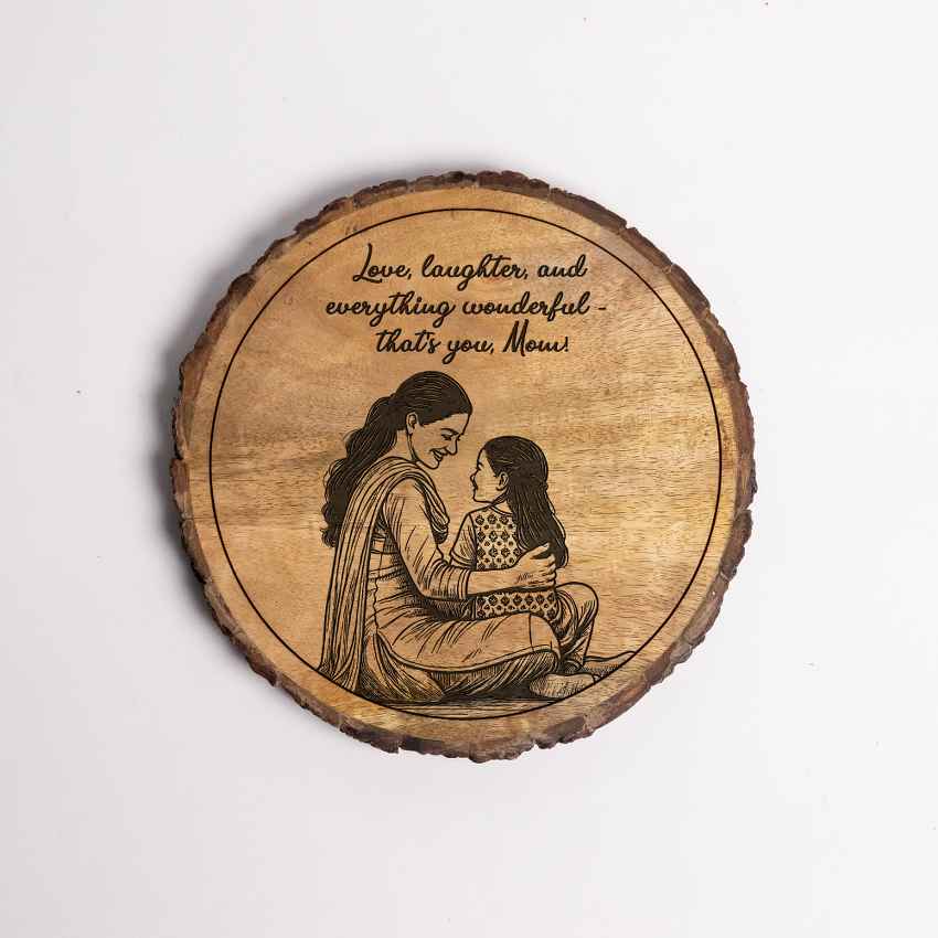 Echomom Handcrafted Mango Wood Brown Plaque with Stand Gift Set | 8 inches