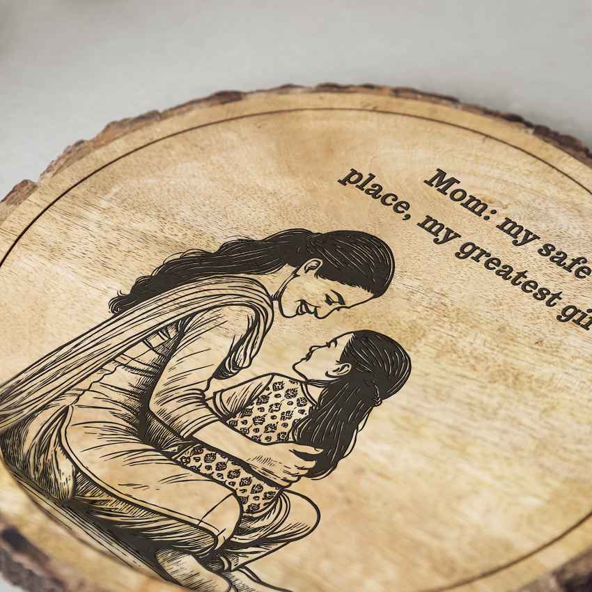 Carvedlove Handcrafted Mango Wood Brown Plaque with Stand Gift Set | 8 inches