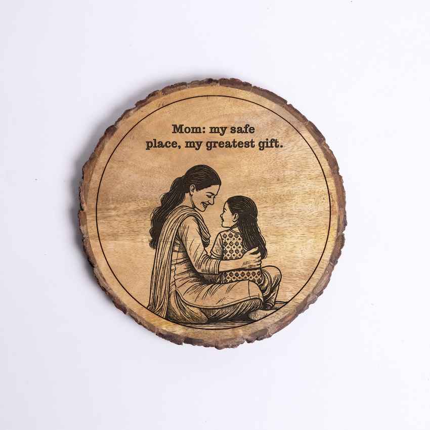Carvedlove Handcrafted Mango Wood Brown Plaque with Stand Gift Set | 8 inches
