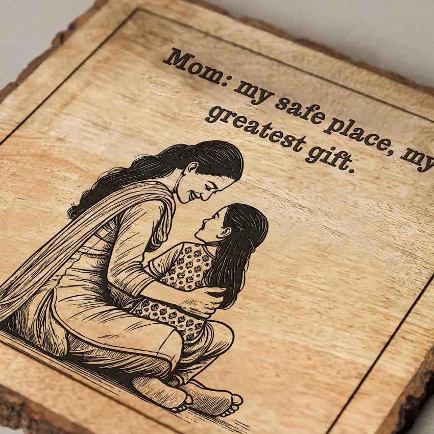 Mothermark Handcrafted Mango Wood Brown Plaque with Stand Gift Set | 8 x 8 inches