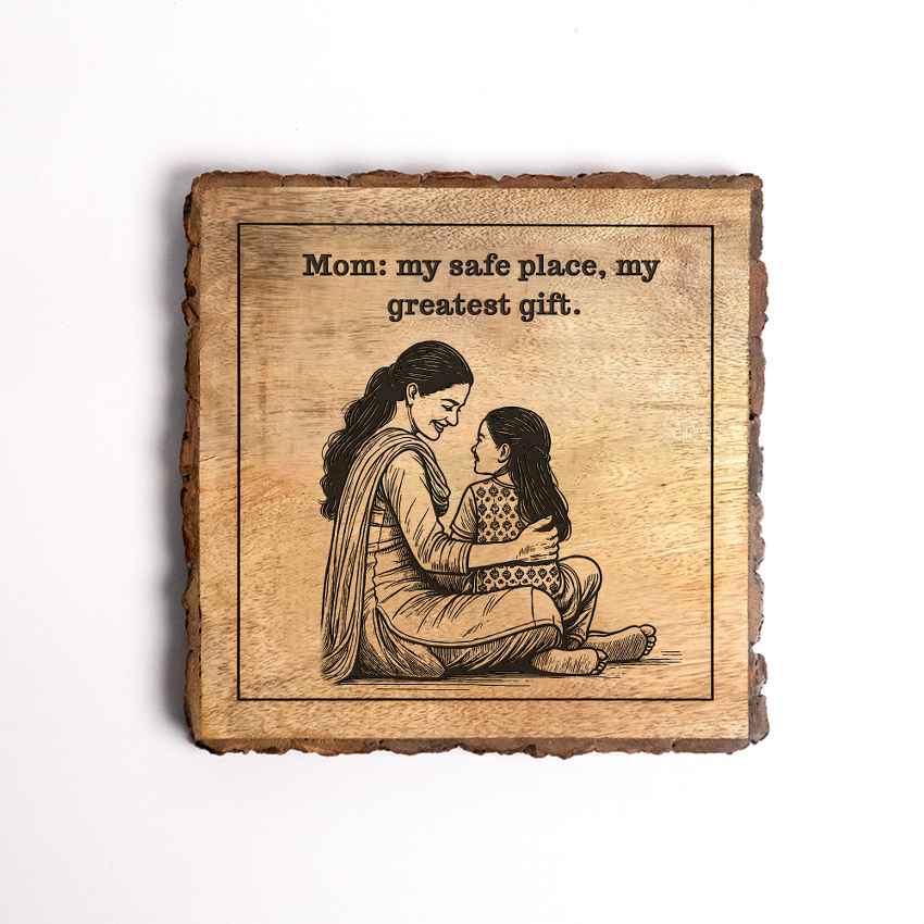Mothermark Handcrafted Mango Wood Brown Plaque with Stand Gift Set | 8 x 8 inches