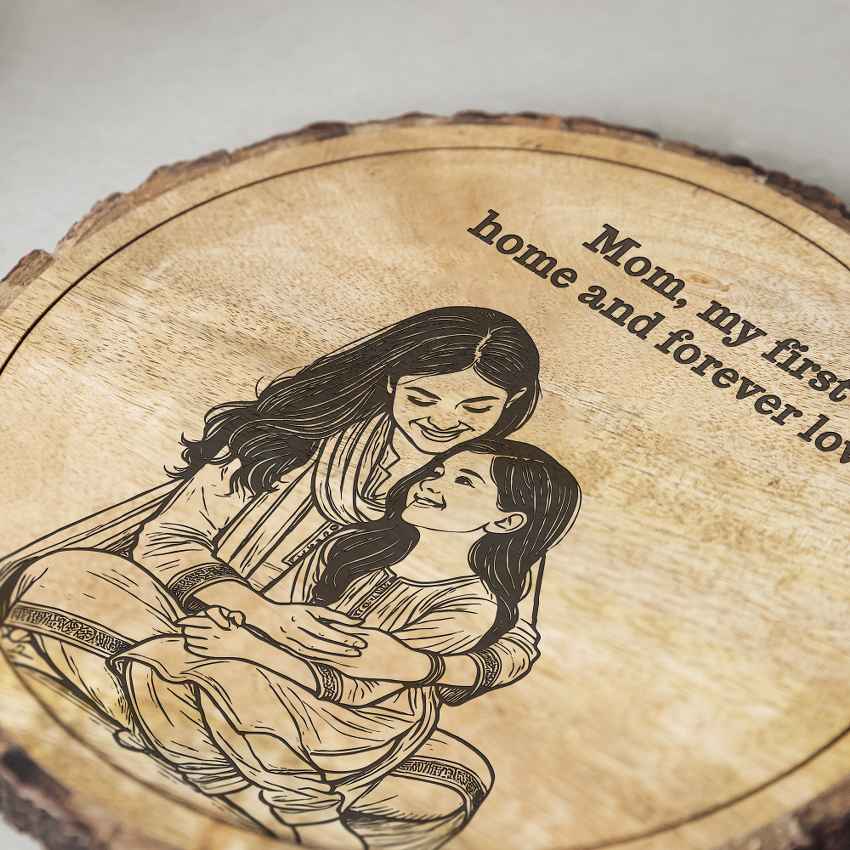 Naturenote Handcrafted Mango Wood Brown Plaque with Stand Gift Set | 8 inches