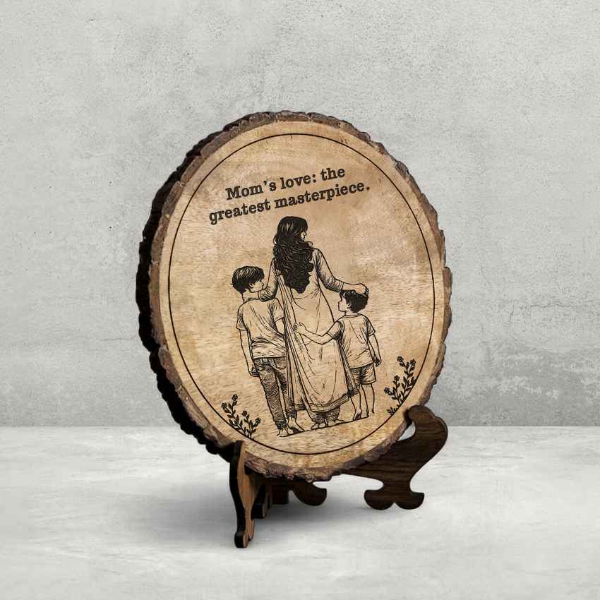 Treetale Handcrafted Mango Wood Brown Plaque with Stand Gift Set | 8 inches