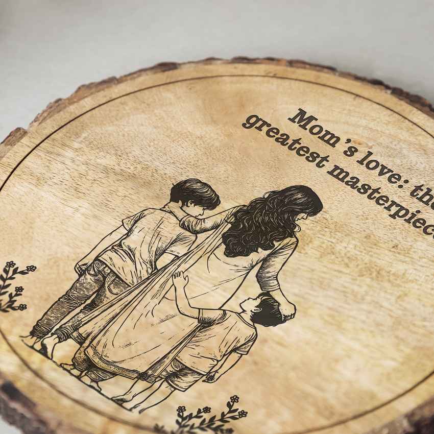 Treetale Handcrafted Mango Wood Brown Plaque with Stand Gift Set | 8 inches