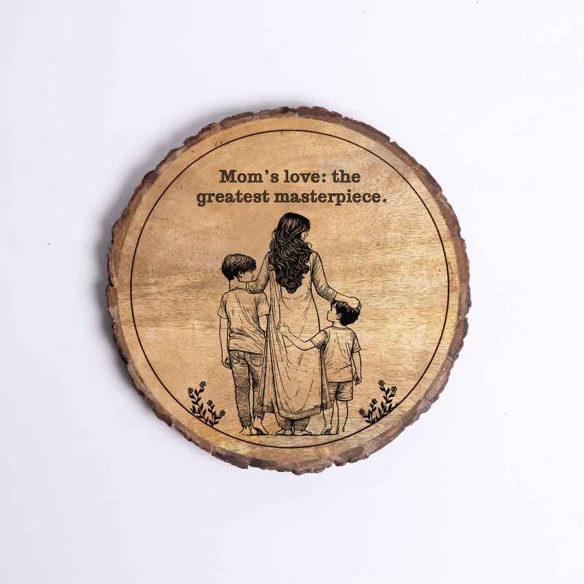 Treetale Handcrafted Mango Wood Brown Plaque with Stand Gift Set | 8 inches