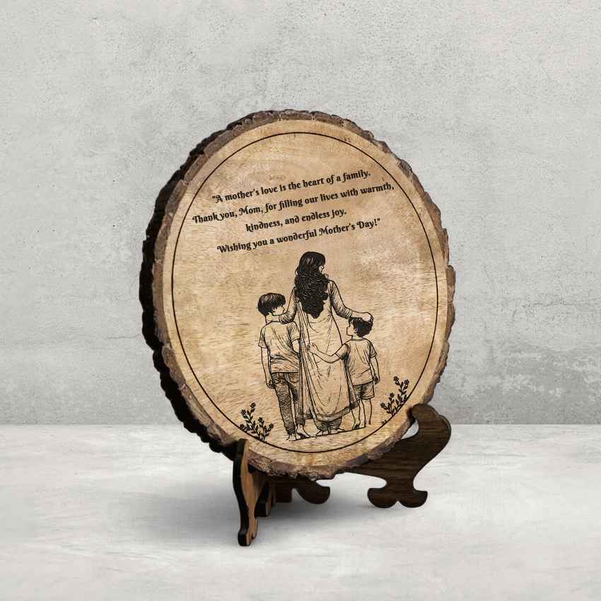 Craftednest Handcrafted Mango Wood Brown Plaque with Stand Gift Set | 8 inches
