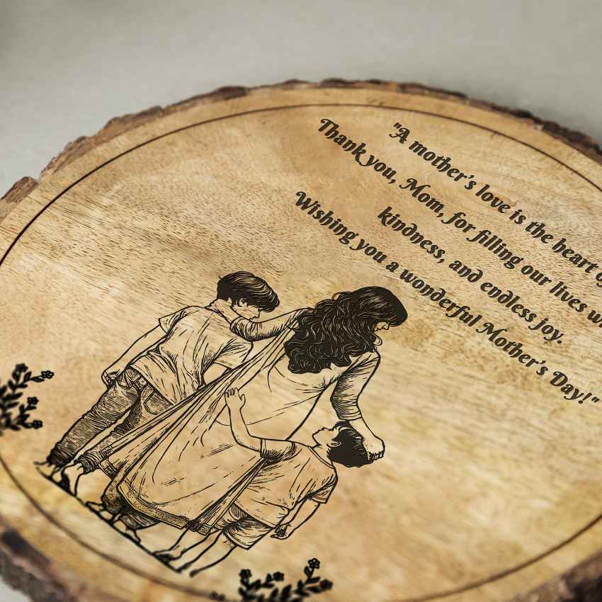 Craftednest Handcrafted Mango Wood Brown Plaque with Stand Gift Set | 8 inches