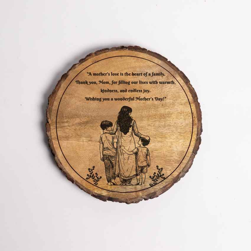 Craftednest Handcrafted Mango Wood Brown Plaque with Stand Gift Set | 8 inches