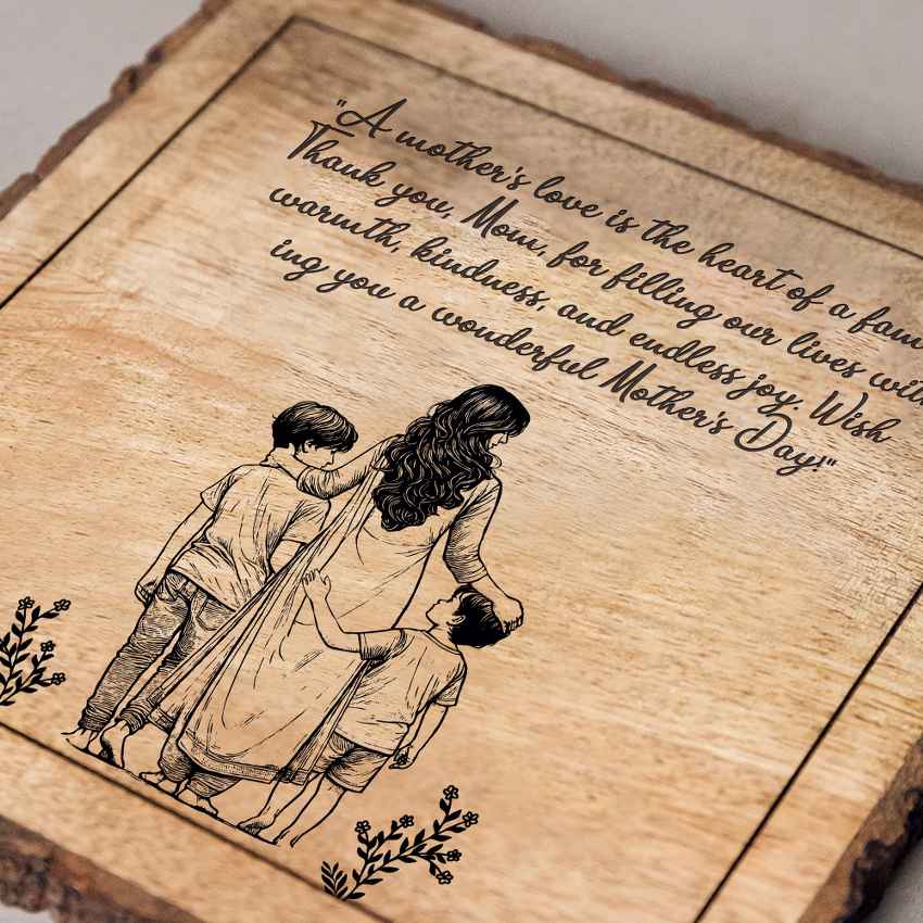 Heritageheart Handcrafted Mango Wood Brown Plaque with Stand Gift Set | 8 x 8 inches