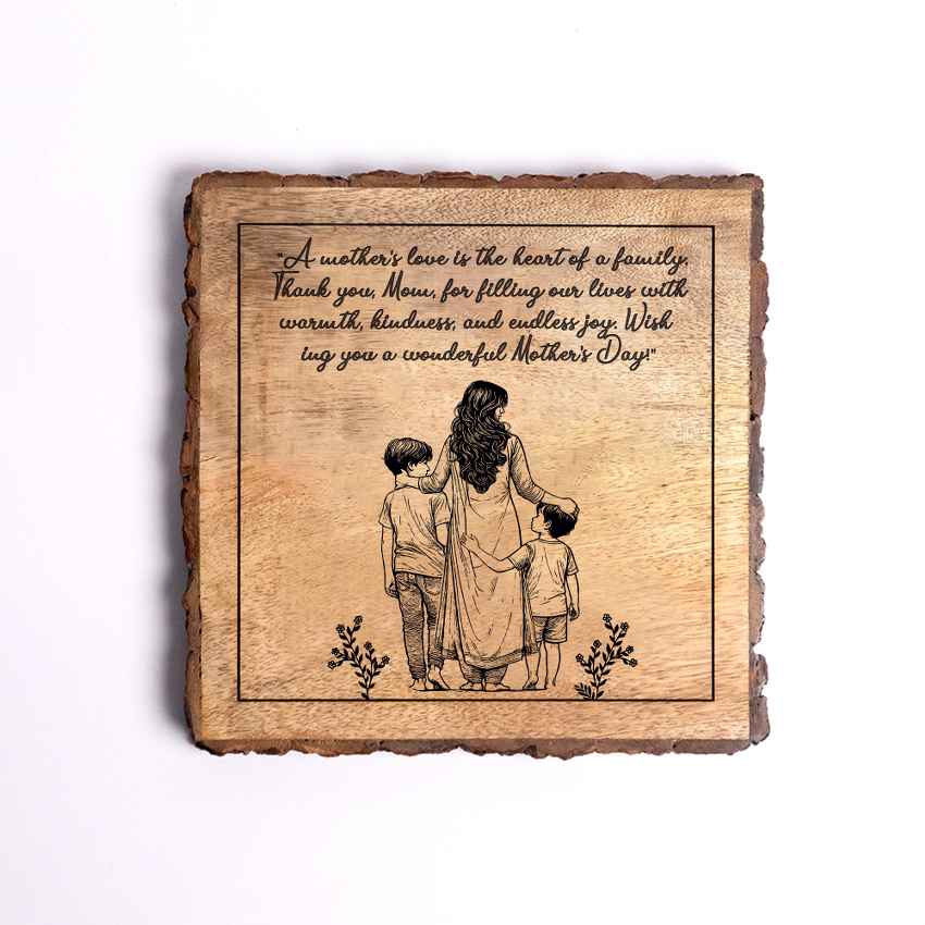 Heritageheart Handcrafted Mango Wood Brown Plaque with Stand Gift Set | 8 x 8 inches