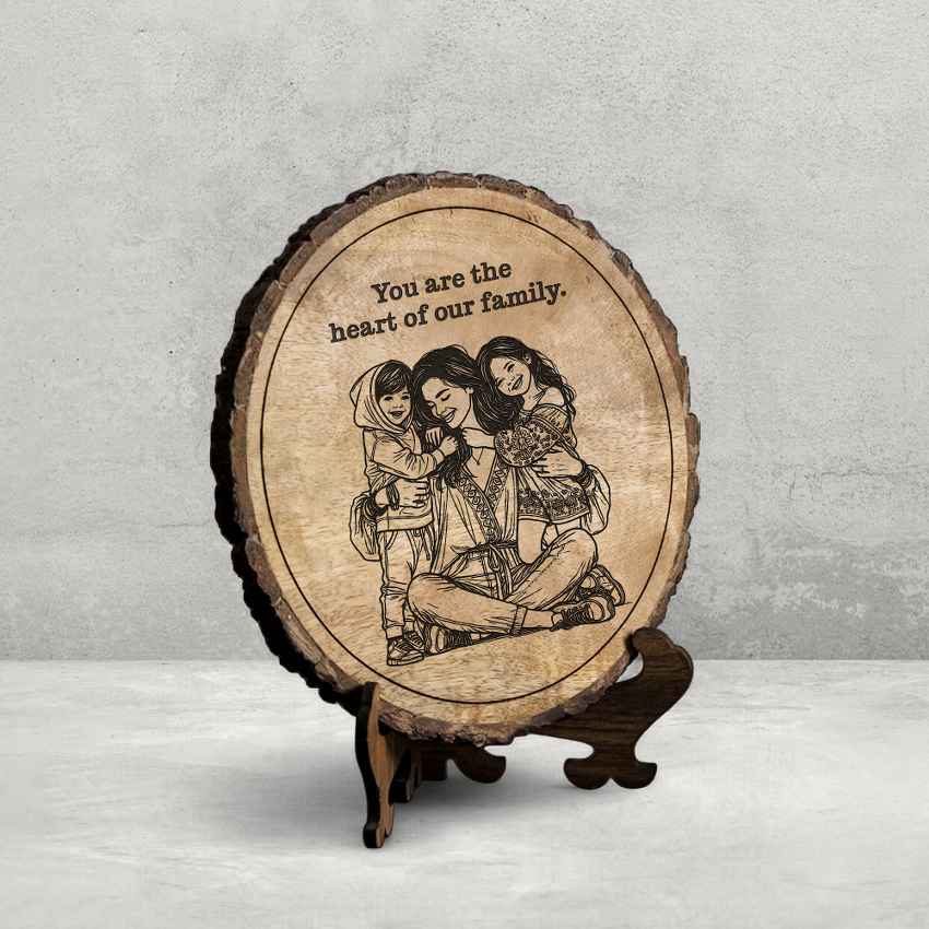 Warmwood Handcrafted Mango Wood Brown Plaque with Stand Gift Set | 8 inches