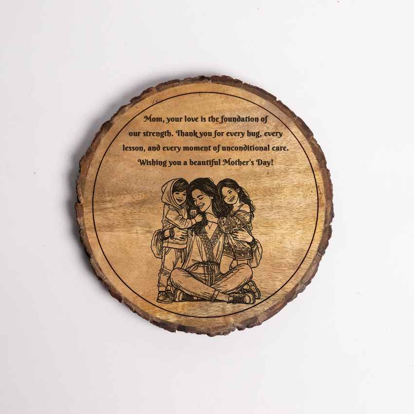 Grainedbond Handcrafted Mango Wood Brown Plaque with Stand Gift Set | 8 inches