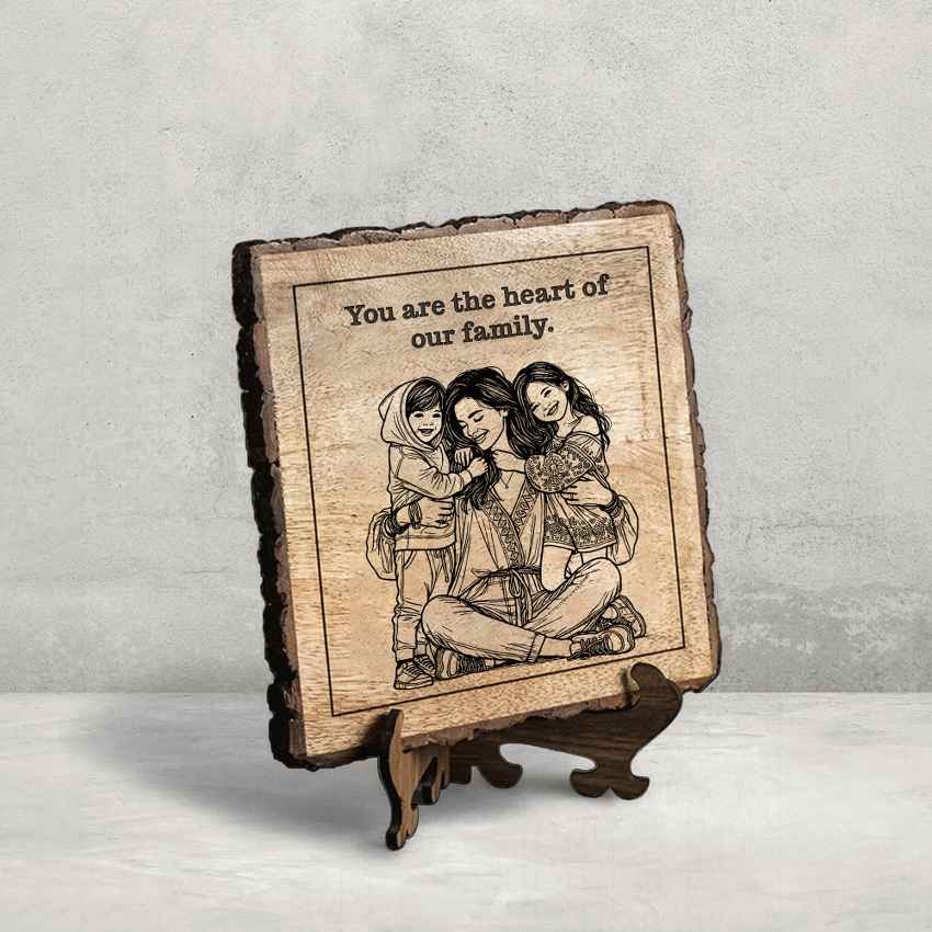 Mamaetch Handcrafted Mango Wood Brown Plaque with Stand Gift Set | 8 x 8 inches