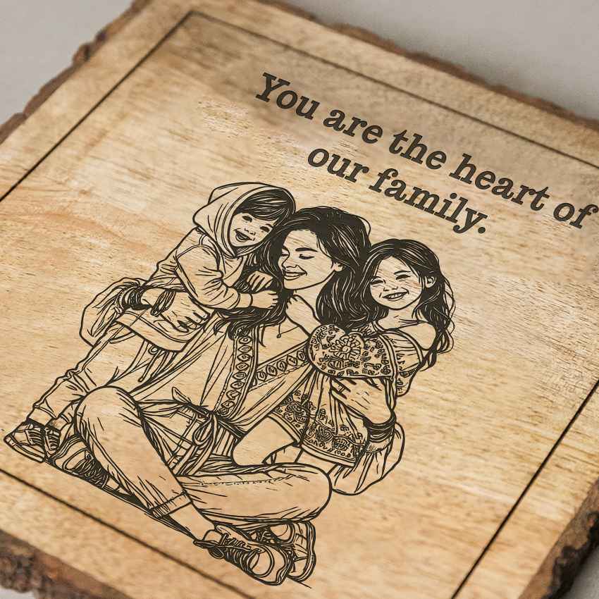 Mamaetch Handcrafted Mango Wood Brown Plaque with Stand Gift Set | 8 x 8 inches