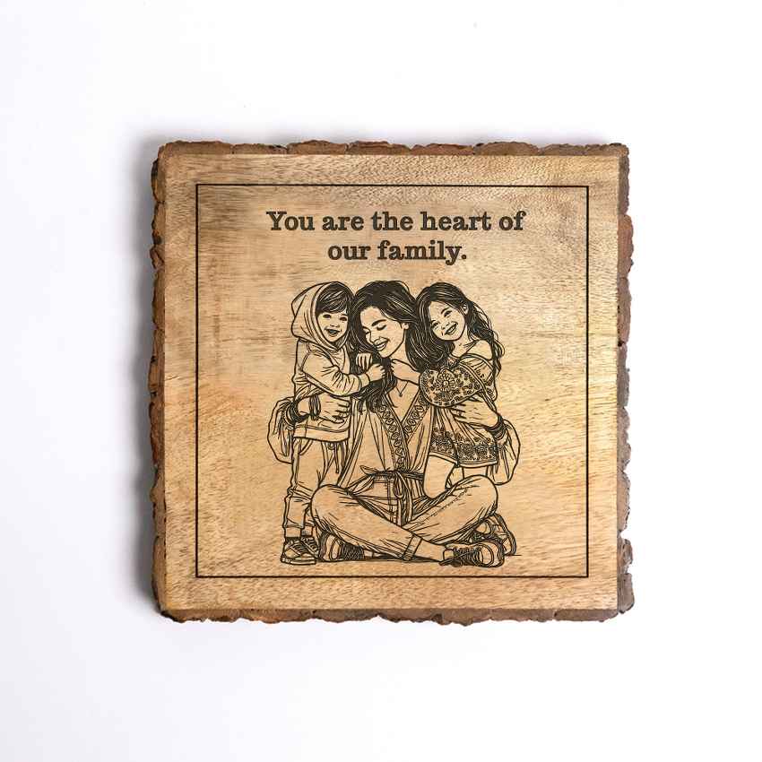 Mamaetch Handcrafted Mango Wood Brown Plaque with Stand Gift Set | 8 x 8 inches