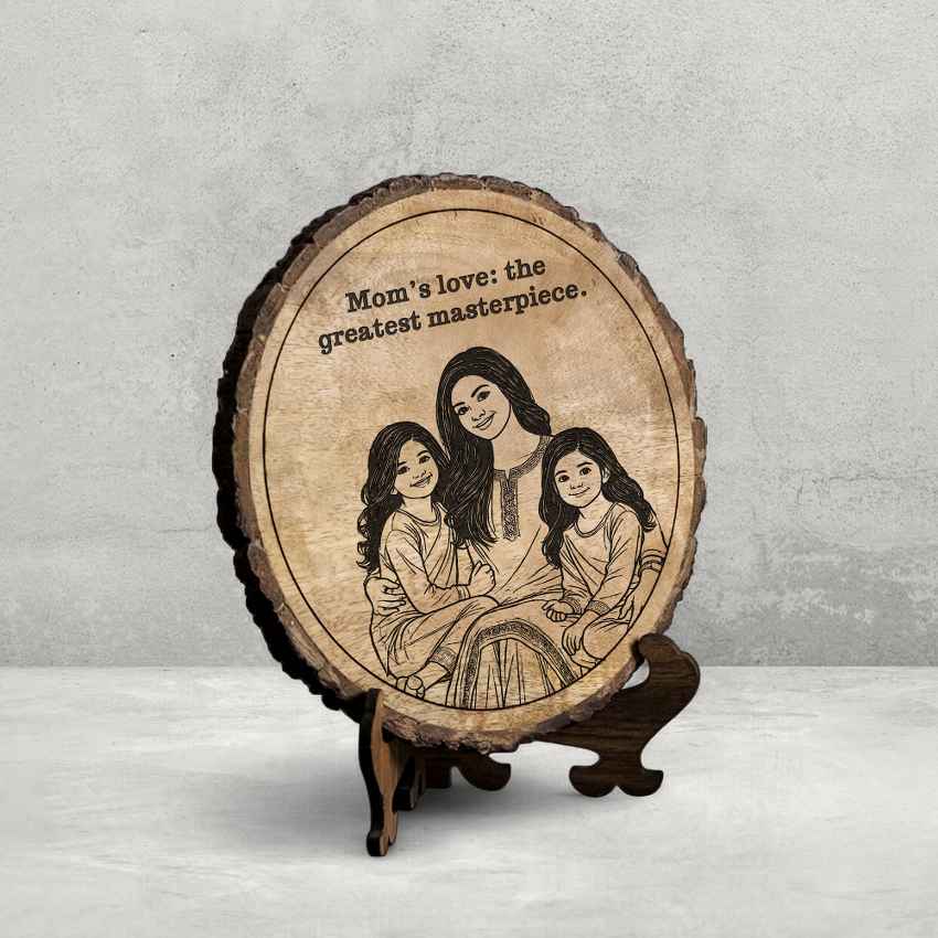 Whisperwood Handcrafted Mango Wood Brown Plaque with Stand Gift Set | 8 inches