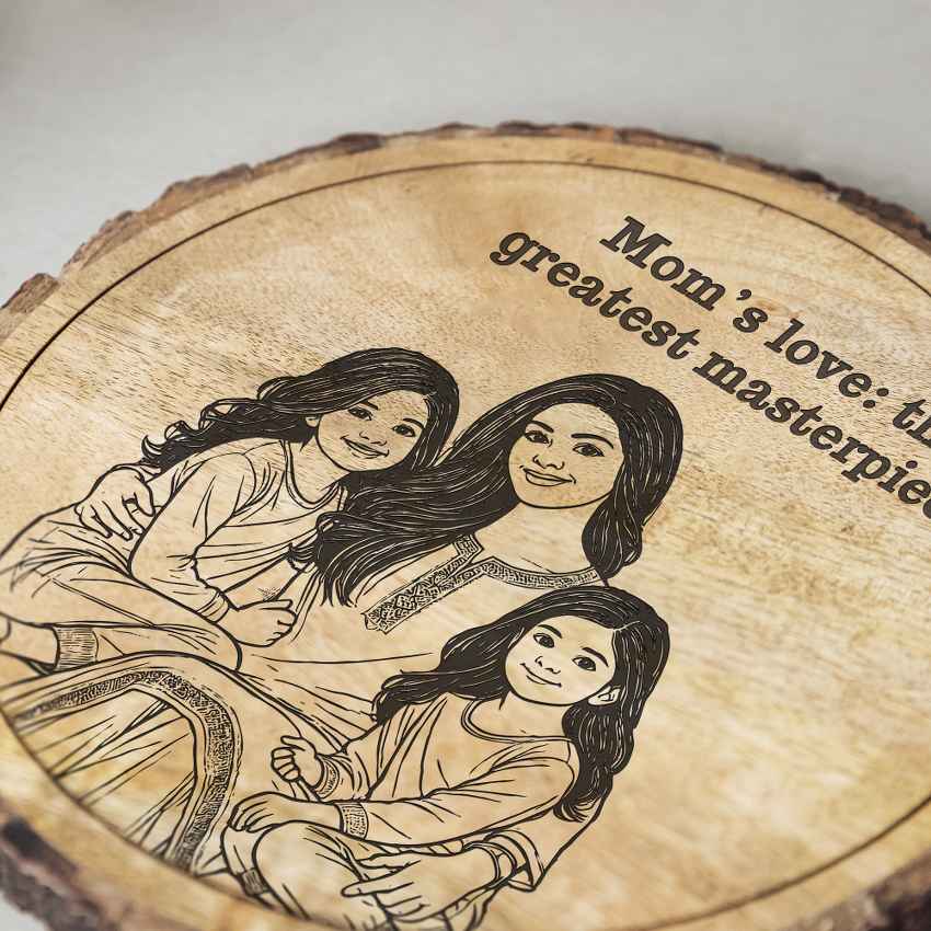 Whisperwood Handcrafted Mango Wood Brown Plaque with Stand Gift Set | 8 inches