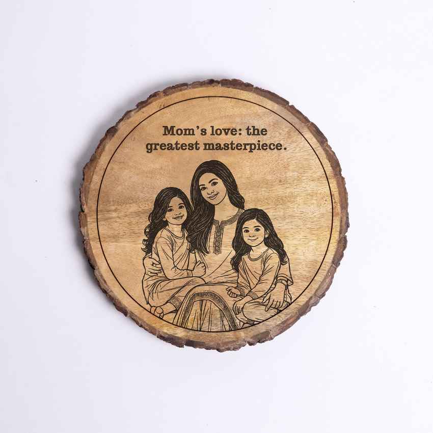 Whisperwood Handcrafted Mango Wood Brown Plaque with Stand Gift Set | 8 inches