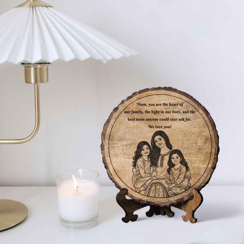Rustichug Handcrafted Mango Wood Brown Plaque with Stand Gift Set | 8 inches