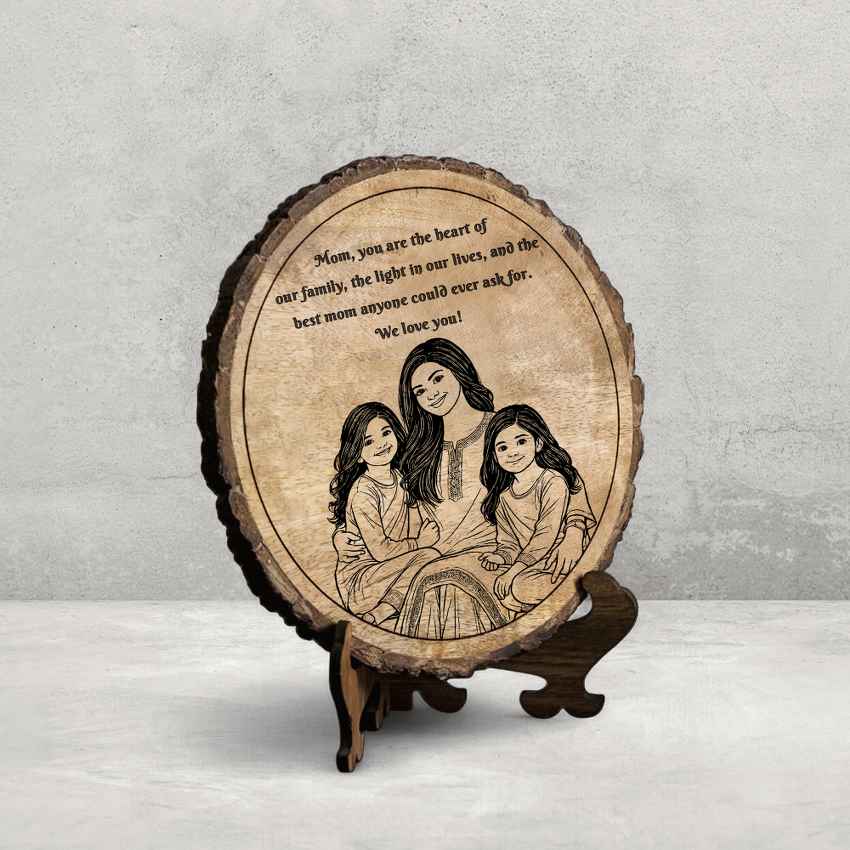 Rustichug Handcrafted Mango Wood Brown Plaque with Stand Gift Set | 8 inches