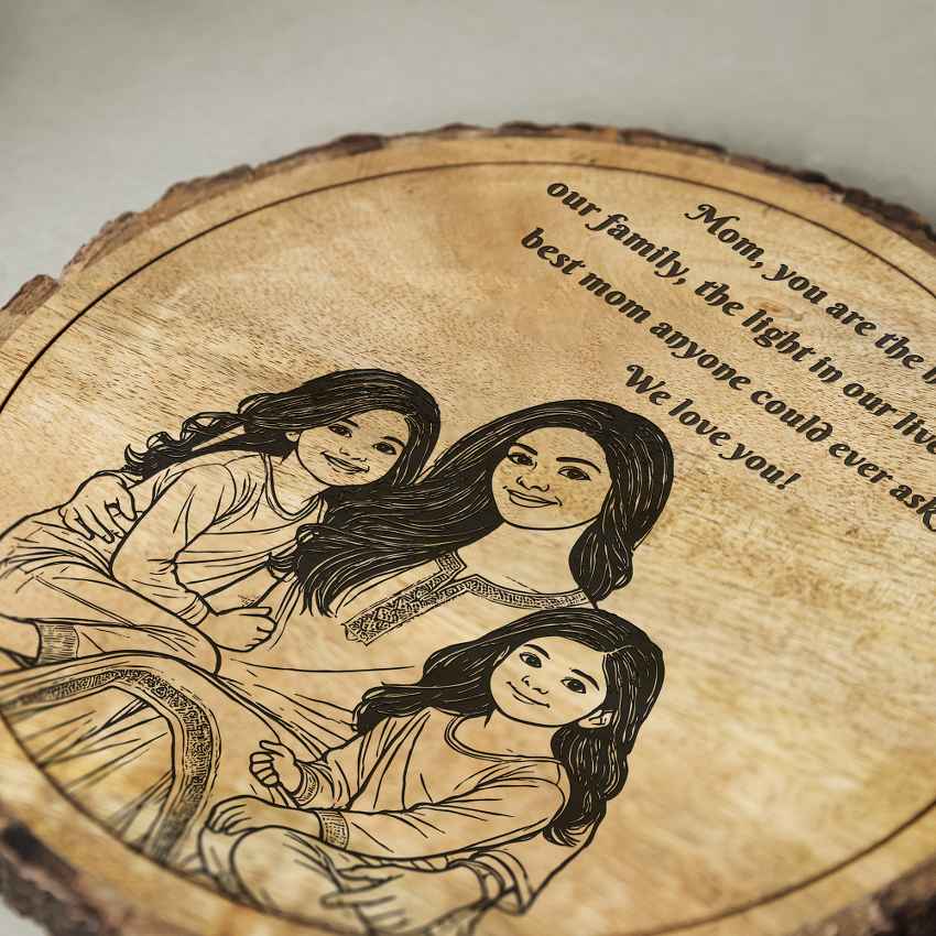 Rustichug Handcrafted Mango Wood Brown Plaque with Stand Gift Set | 8 inches