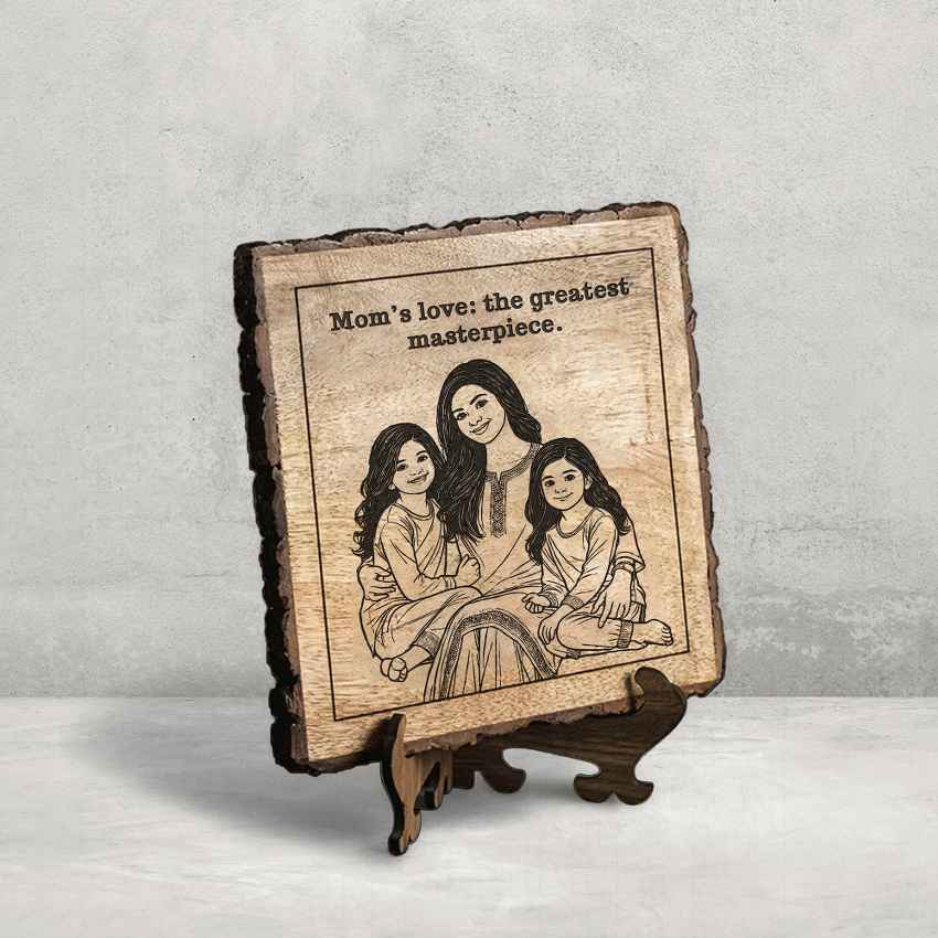 Sentiplank Handcrafted Mango Wood Brown Plaque with Stand Gift Set | 8 x 8 inches