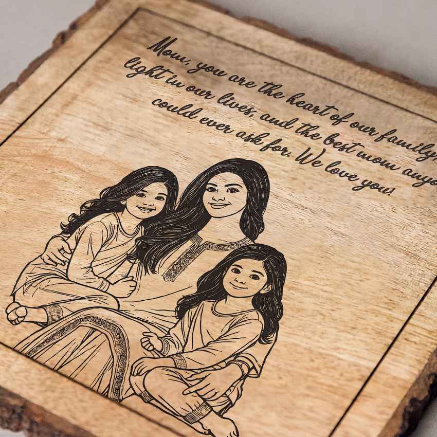 Mothermuse Handcrafted Mango Wood Brown Plaque with Stand Gift Set | 8 x 8 inches