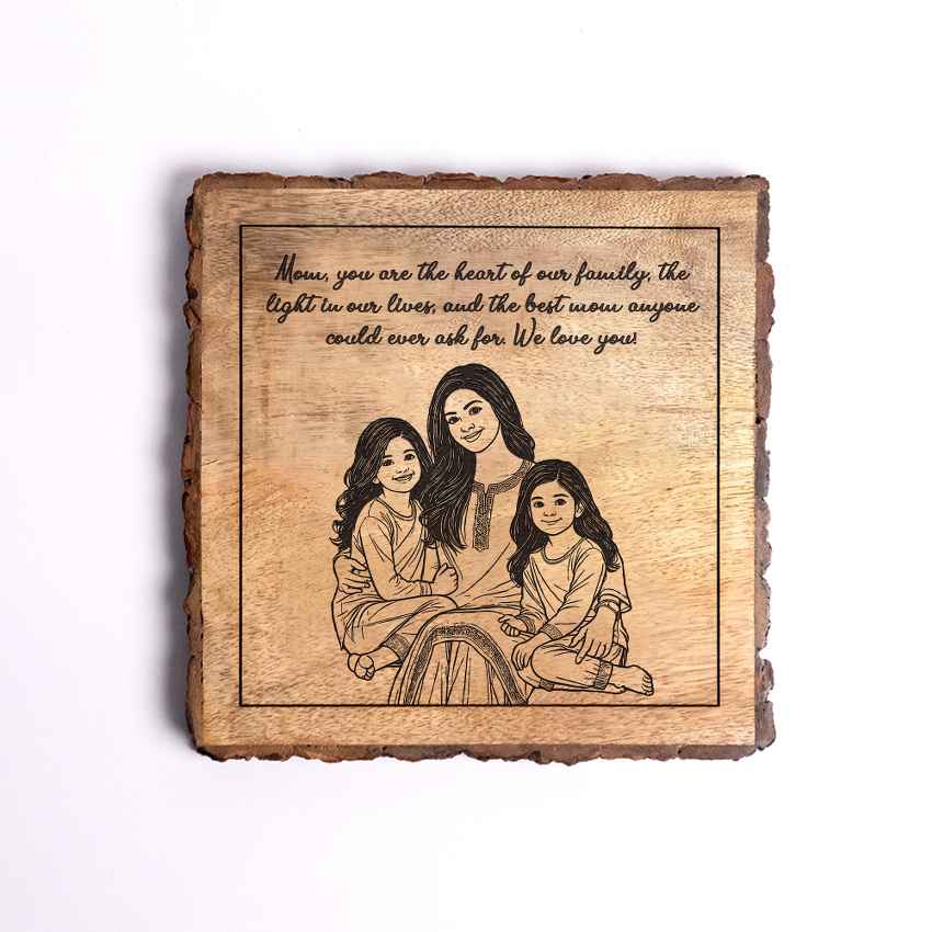 Mothermuse Handcrafted Mango Wood Brown Plaque with Stand Gift Set | 8 x 8 inches