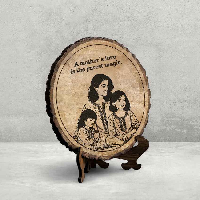 Plankbless Handcrafted Mango Wood Brown Plaque with Stand Gift Set | 8 inches