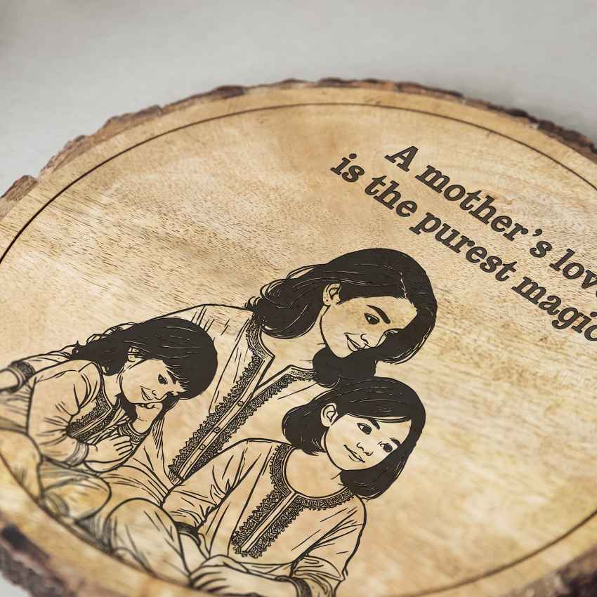 Plankbless Handcrafted Mango Wood Brown Plaque with Stand Gift Set | 8 inches