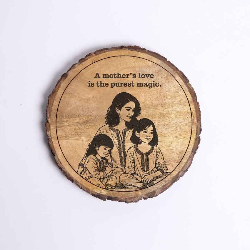 Plankbless Handcrafted Mango Wood Brown Plaque with Stand Gift Set | 8 inches
