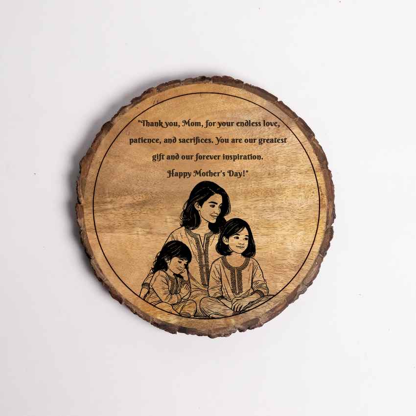 Woodmirth Handcrafted Mango Wood Brown Plaque with Stand Gift Set | 8 inches