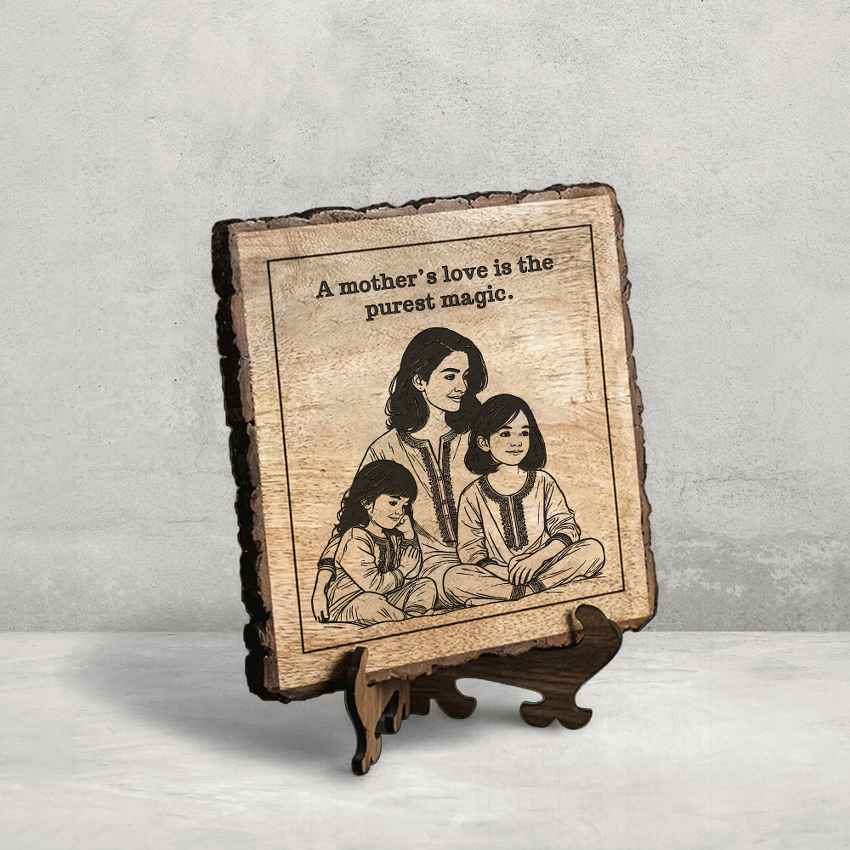 Grainkiss Handcrafted Mango Wood Brown Plaque with Stand Gift Set | 8 x 8 inches