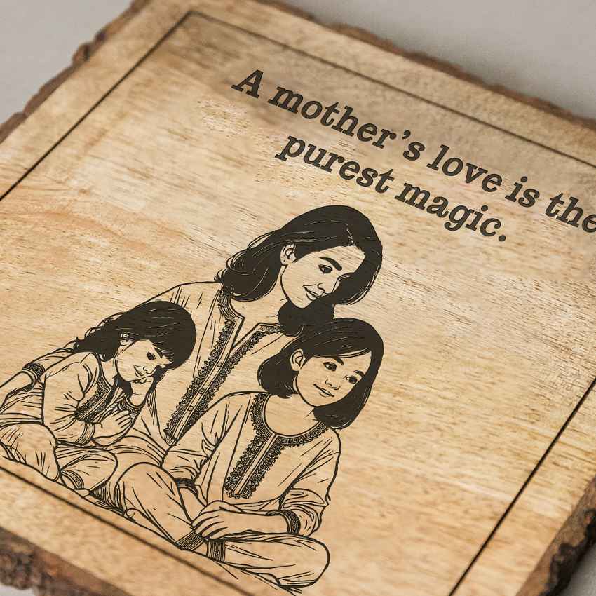 Grainkiss Handcrafted Mango Wood Brown Plaque with Stand Gift Set | 8 x 8 inches