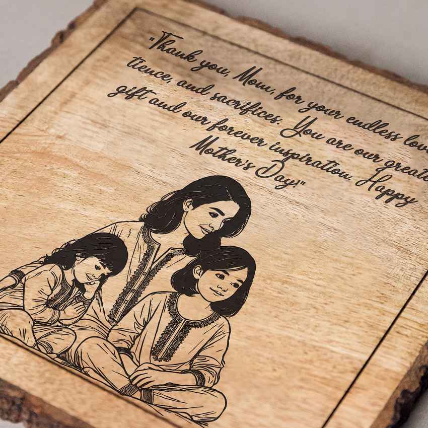 Deargrain Handcrafted Mango Wood Brown Plaque with Stand Gift Set | 8 x 8 inches