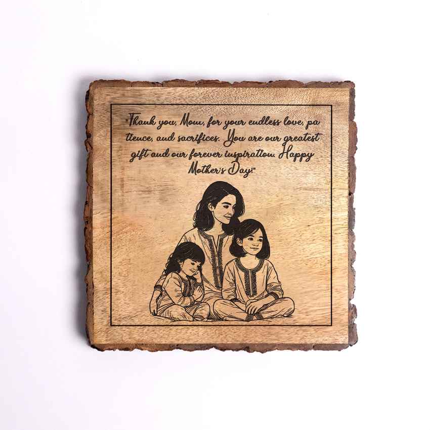 Deargrain Handcrafted Mango Wood Brown Plaque with Stand Gift Set | 8 x 8 inches