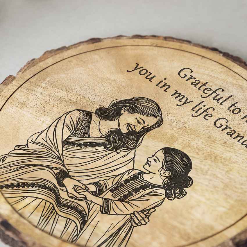 Treesoul Handcrafted Mango Wood Brown Plaque with Stand Gift Set | 8 inches
