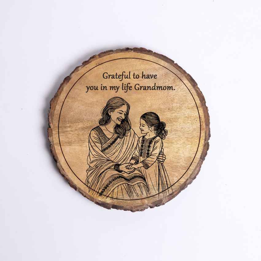 Treesoul Handcrafted Mango Wood Brown Plaque with Stand Gift Set | 8 inches