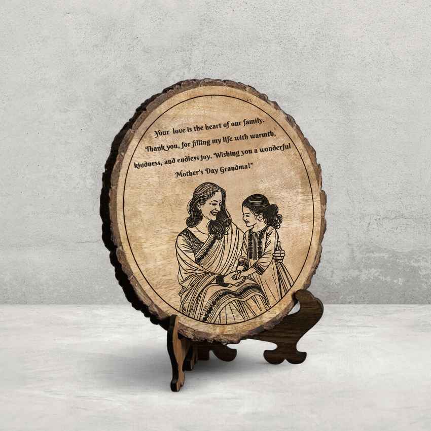 Matrimark Handcrafted Mango Wood Brown Plaque with Stand Gift Set | 8 inches