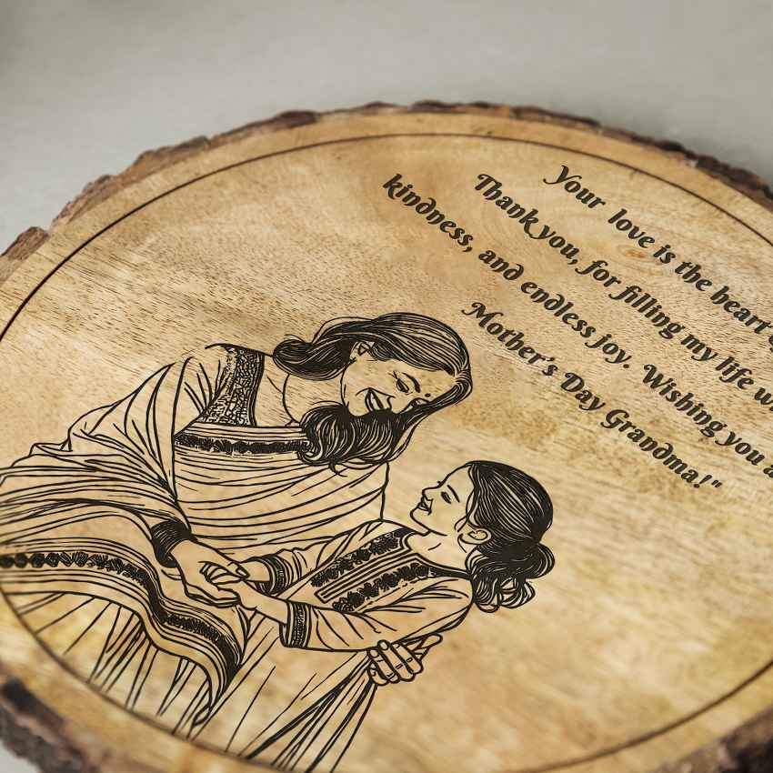 Matrimark Handcrafted Mango Wood Brown Plaque with Stand Gift Set | 8 inches