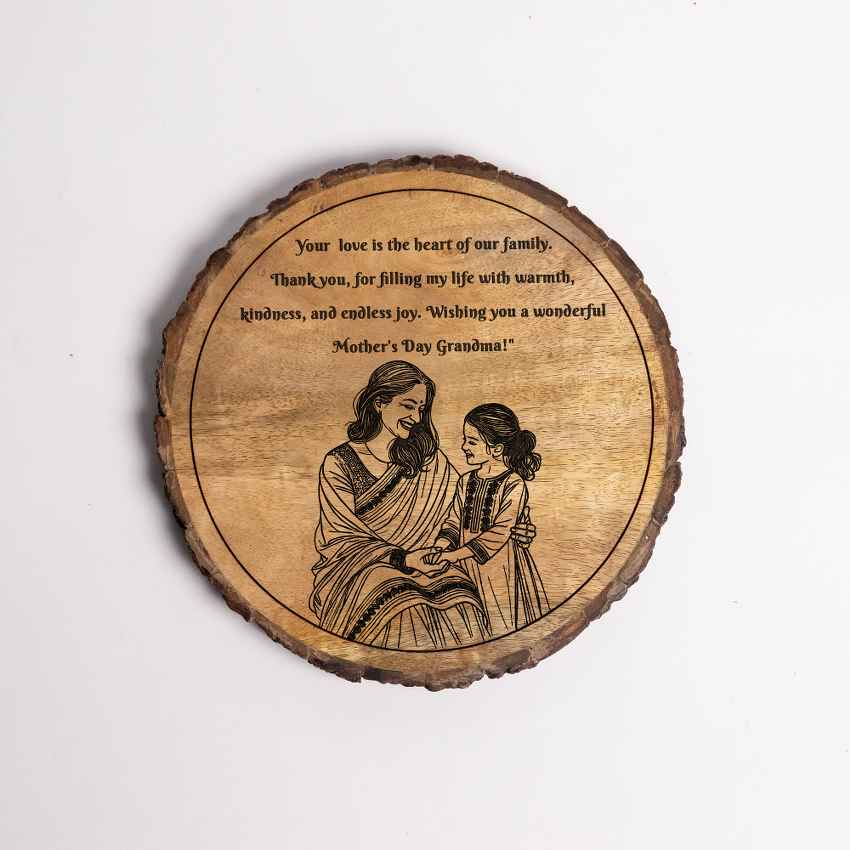 Matrimark Handcrafted Mango Wood Brown Plaque with Stand Gift Set | 8 inches
