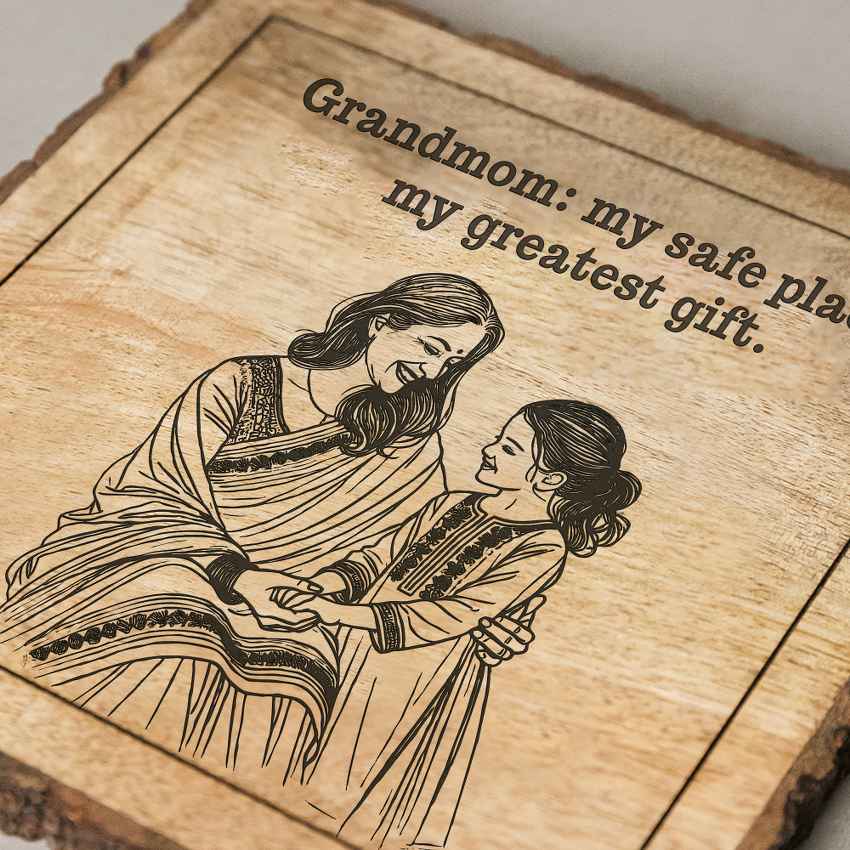 Earthyecho Handcrafted Mango Wood Brown Plaque with Stand Gift Set | 8 x 8 inches