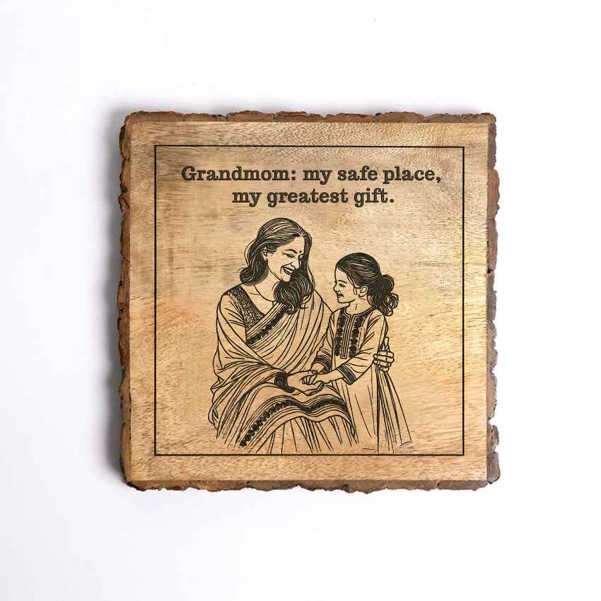 Earthyecho Handcrafted Mango Wood Brown Plaque with Stand Gift Set | 8 x 8 inches