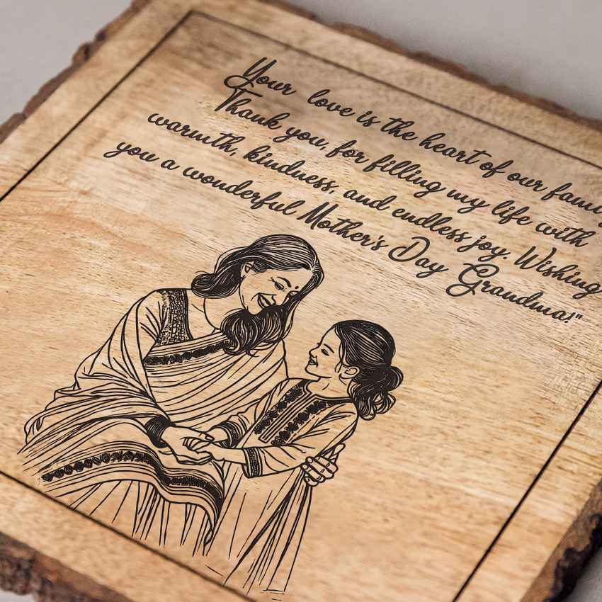 Craftedcalm Handcrafted Mango Wood Brown Plaque with Stand Gift Set | 8 x 8 inches