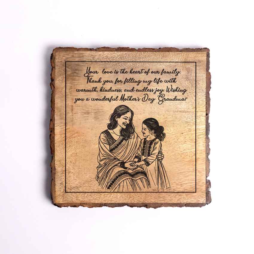Craftedcalm Handcrafted Mango Wood Brown Plaque with Stand Gift Set | 8 x 8 inches