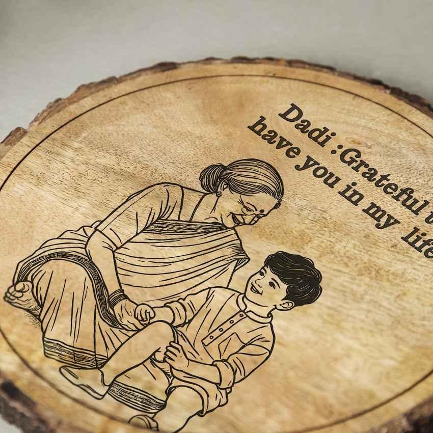Bondboard Handcrafted Mango Wood Brown Plaque with Stand Gift Set | 8 inches