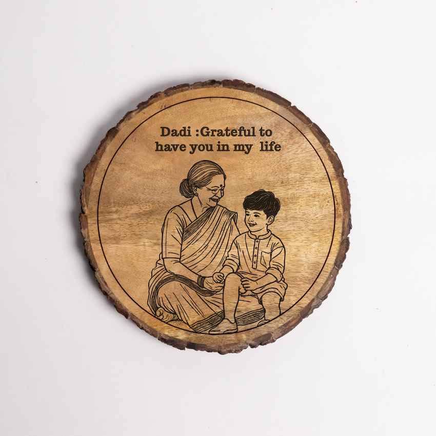 Bondboard Handcrafted Mango Wood Brown Plaque with Stand Gift Set | 8 inches