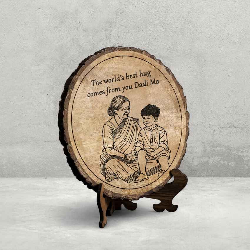 Serenitygrain Handcrafted Mango Wood Brown Plaque with Stand Gift Set | 8 inches