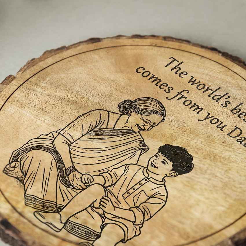Serenitygrain Handcrafted Mango Wood Brown Plaque with Stand Gift Set | 8 inches